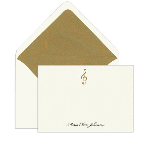 Elegant Note Cards with Engraved Treble Clef